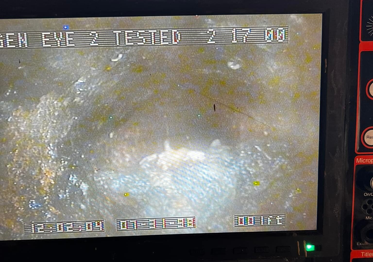 Sewer line inspection video screen